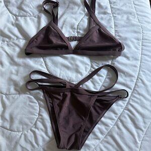 Zaful Brown Triangle Bikini Set
